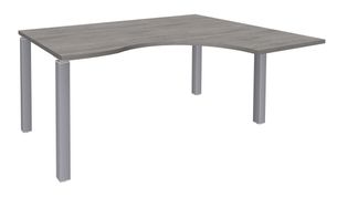 Bureau compact EXPRIM - L180 cm - Retour droite - Plateau imitation Chêne gris - Pieds alu (Pieds de renfort obligatoire à rajouter - non inclus)