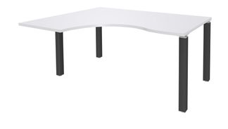 Bureau compact EXPRIM - L180 cm - Retour gauche - Plateau Blanc perle - Pieds carbone (Pieds de renfort obligatoire à rajouter - non inclus)