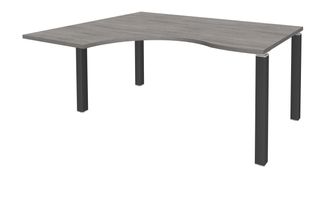 Bureau compact EXPRIM - L180 cm - Retour gauche - Plateau imitation Chêne gris - Pieds carbone (Pieds de renfort obligatoire à rajouter - non inclus)