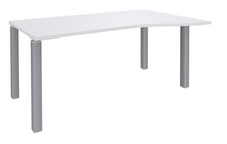 Bureau Vague EXPRIM - L140 cm - Retour droite - Plateau Blanc perle - Pieds alu