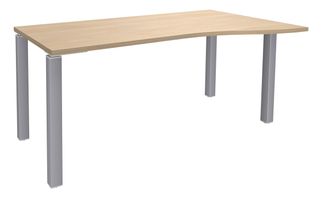 Bureau Vague EXPRIM - L140 cm - Retour droite - Plateau imitation Chêne clair - Pieds alu