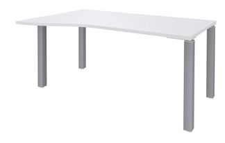 Bureau Vague EXPRIM - L140 cm - Retour gauche - Plateau Blanc perle - Pieds alu