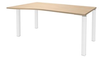 Bureau Vague EXPRIM - L140 cm - Retour gauche - Plateau imitation Chêne clair - Pieds blanc