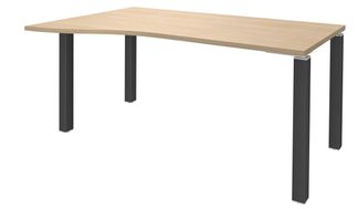 Bureau Vague EXPRIM - L140 cm - Retour gauche - Plateau imitation Chêne clair - Pieds carbone