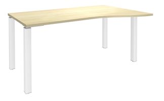 Bureau Vague EXPRIM - L160 cm - Retour droite - Plateau imitation Erable - Pieds blanc