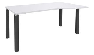 Bureau Vague EXPRIM - L160 cm - Retour droite - Plateau Blanc perle - Pieds carbone