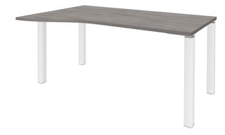 Bureau Vague EXPRIM - L160 cm - Retour gauche - Plateau imitation Chêne gris - Pieds blanc