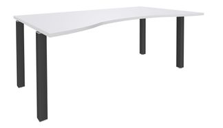 Bureau vague symétrique EXPRIM - L180 cm - Plateau Blanc perle - Pieds carbone