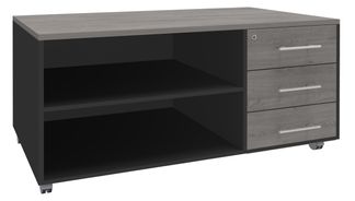 Console mobile EXPRIM/LOFTER/LEVEL - L120 x H63 x P60 cm - 3 tiroirs - coté anthracite - finition façade et dessus imitation Chêne gris