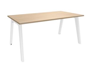 Bureau simple STEELY - L160 cm - pied blanc - plateau imitation Chêne clair