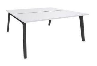 Bureau double STEELY - L120 cm - Elément de départ - Pieds carbone - plateau Blanc perle