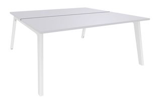 Bureau double STEELY - L180 cm - Elément de départ - Pieds blanc - plateau Blanc Perle