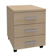 Caisson mobile LEVEL/STEELY/WOODY - L43 x H56 x P60 cm - 3 tiroirs - imitation Chêne clair