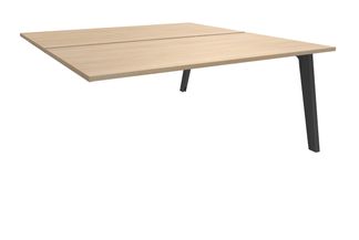 Bureau double STEELY - L180 cm - Elément suivant - Pieds carbone - plateau imitation Chêne clair