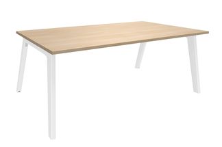 Bureau STEELY Manager - L180 cm - pied blanc - plateau imitation Chêne clair
