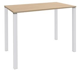 Table Lounge - L120xH105xP60 cm - 4 Pieds blancs - plateau imitation chêne clair
