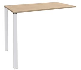 Table Lounge - L140xH105xP60 cm - 2 Pieds blancs - plateau imitation chêne clair
