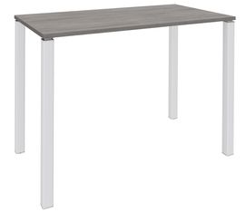 Table Lounge 4 pieds - L140xH105xP80 cm - Pied blanc - plateau imitation chêne gris