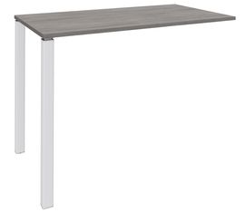 Table Lounge 2 Pieds - L140xH105xP80 cm - Pieds blanc - plateau imitation chêne gris