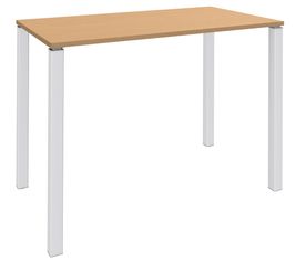 Table Lounge - L120xH105xP60 cm - 4 Pieds blancs - plateau imitation hêtre