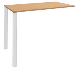 Table Lounge 2 Pieds - L140xH105xP80 cm - Pieds blanc - plateau imitation hêtre