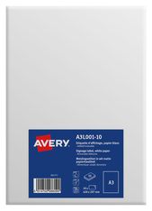Avery - 10 Étiquettes amovibles blanc mat - A3 - réf A3L001-10