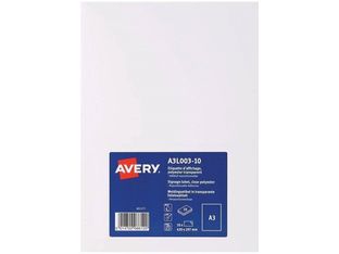 Avery - 10 Étiquettes amovibles transparentes - A3 - Impression laser - réf A3L003-10