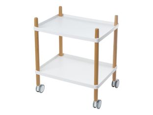 Desserte 2 plateaux - L50 x H55 x P36 cm - pied hêtre - plateau blanc