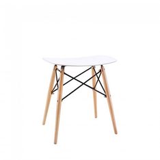Tabouret bas SKOLL - pieds bois et acier noir - assise blanche