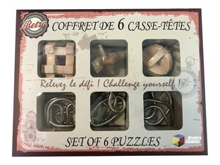 Riviera Games - Coffret 6 casse-têtes rétro - bois et métal