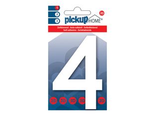 Pickup Home 3D Rio - Étiquette autocollante 100 mm - Chiffre 4 -  blanc