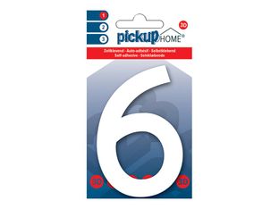 Pickup Home 3D Rio - Étiquette autocollante 100 mm - Chiffre 6 -  blanc