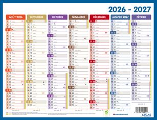 Calendrier Classique Color LECAS - 42x32 cm - 1 année sur 2 faces - Hamelin