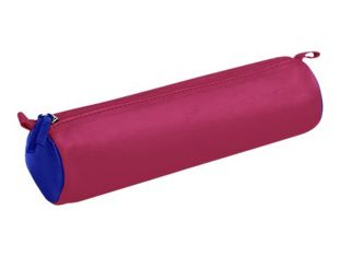 Clairefontaine - Trousse ronde - cuir - bicolore bleu/fuchsia