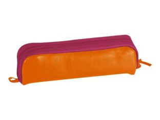 Clairefontaine - Trousse rectangulaire - cuir - bicolore orange/fuchsia