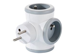 WATT & CO - Multiprise triplite rotative - blanc/gris