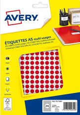 Avery - Etui A5 - 2940 Pastilles adhésives - rouge - diamètre 8 mm