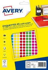 Avery - Etui A5 - 2058 Pastilles adhésives - couleurs assorties - diamètre 8 mm