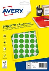 Avery - Etui A5 - 960 Pastilles adhésives - vert - diamètre 15 mm