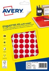 Avery - Etui A5 - 960 Pastilles adhésives - rouge - diamètre 15 mm