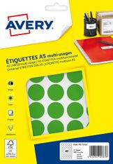 Avery - Etui A5 - 400 Pastilles adhésives - vert - diamètre 24 mm