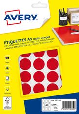 Avery - Etui A5 - 400 Pastilles adhésives - rouge - diamètre 24 mm