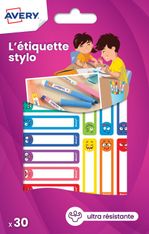 Avery - 30 Étiquettes adhésives pour stylos - 50 x 10 mm - Smiley