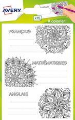 Avery - 15 Étiquettes scolaires matières scolaires à colorier