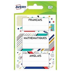 Avery - 15 Étiquettes scolaires matières scolaires graphiques