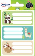 Avery - 15 Étiquettes scolaires lama/cactus