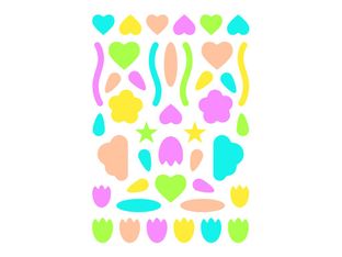 Maildor - 6 feuilles gommettes multiformes - fluo