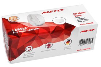 METO Arrow - Boîte de 6 rouleaux de 1000 étiquettes permanentes - 22 x 16 mm - blanc - pour étiqueteuse 2 lignes