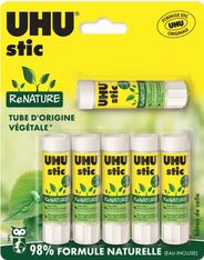 UHU stic ReNATURE - 6 Bâtons de colle - 8.2 g - Plastique écologique