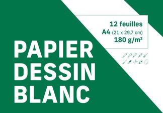 Clairefontaine - Pochette dessin blanc - 12 feuilles - A4 (21 x 29,7 cm) - 180 gr